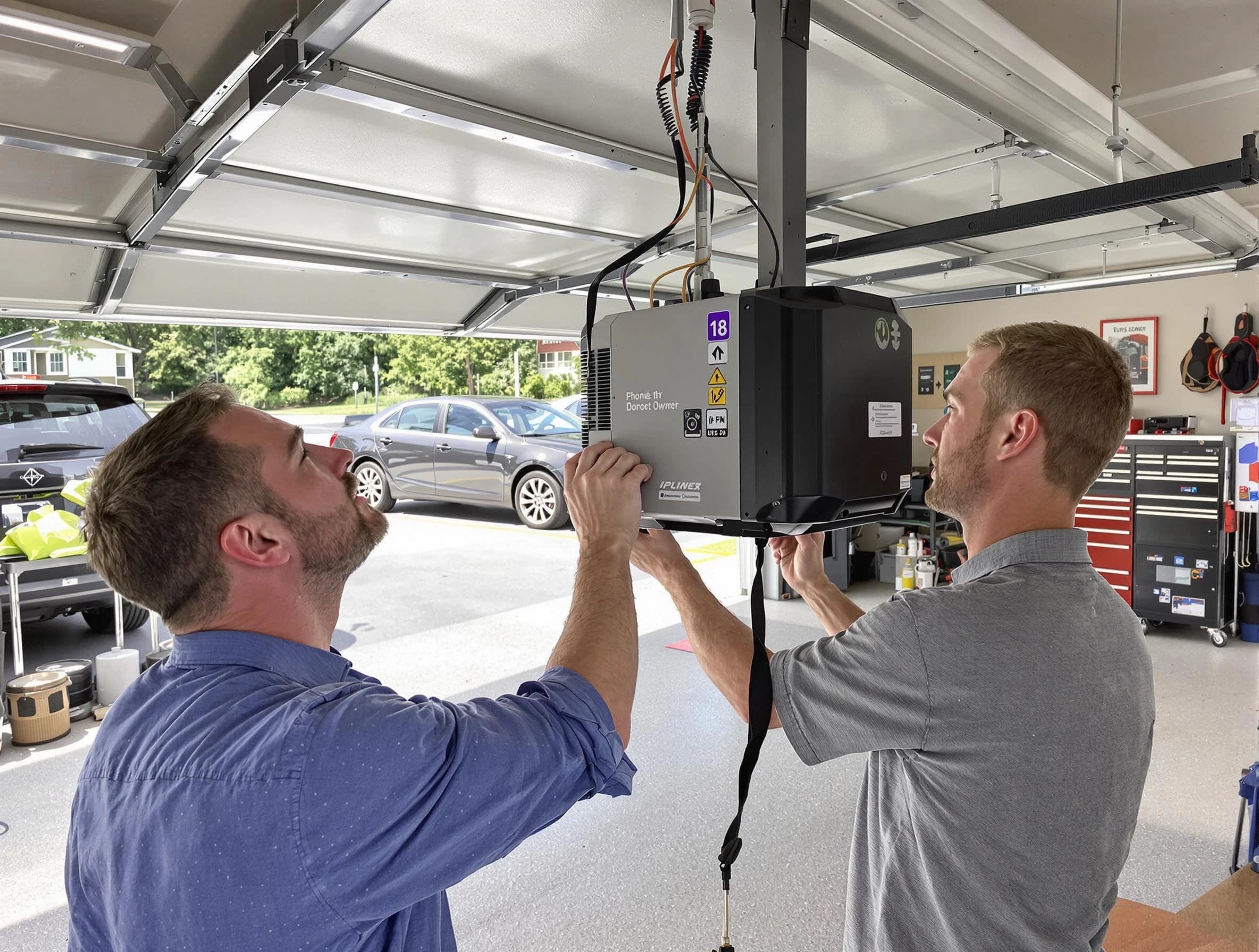 Montevallo Garage Door Repair technician installing garage door opener in Montevallo
