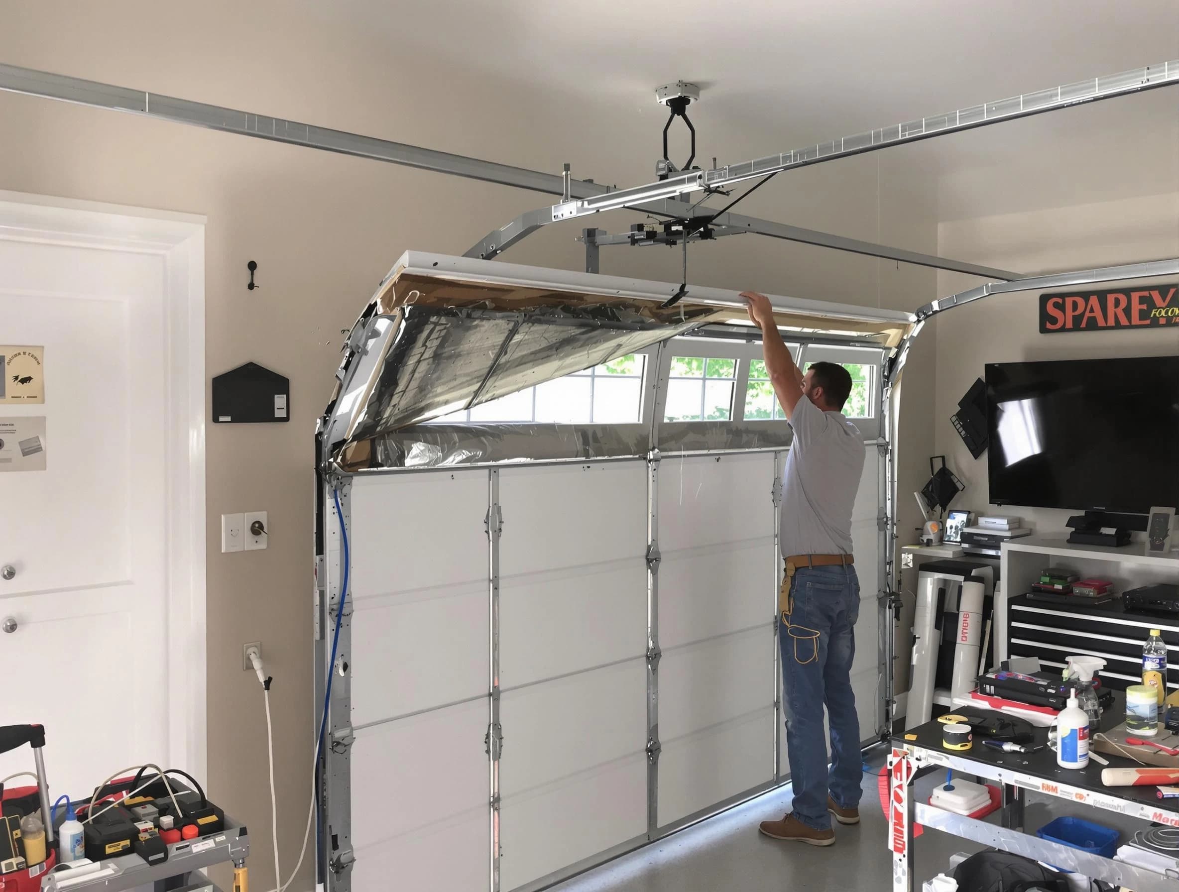 Garage door section replacement by Montevallo Garage Door Repair in Montevallo