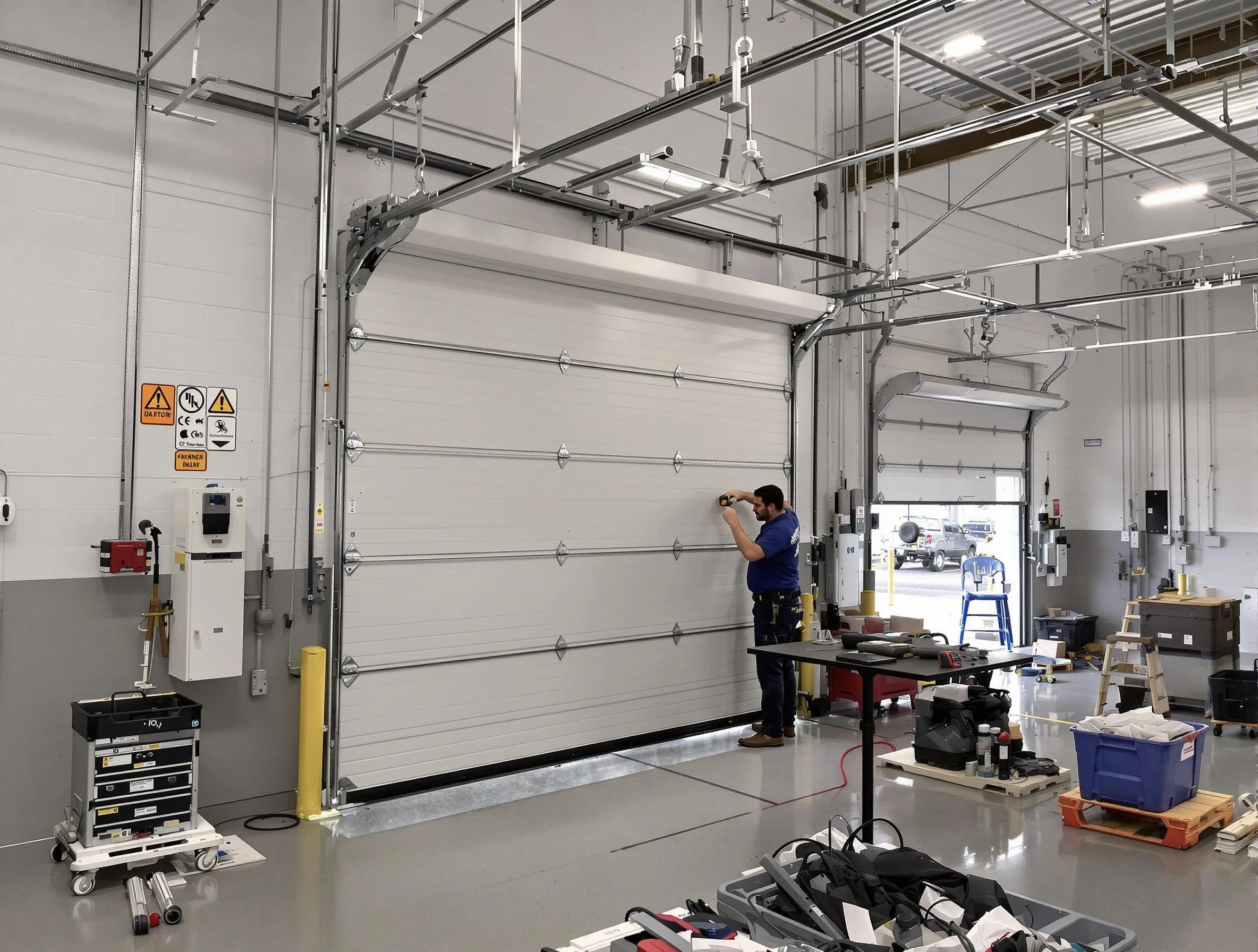 Commercial garage door repair being performed by Montevallo Garage Door Repair expert in Montevallo