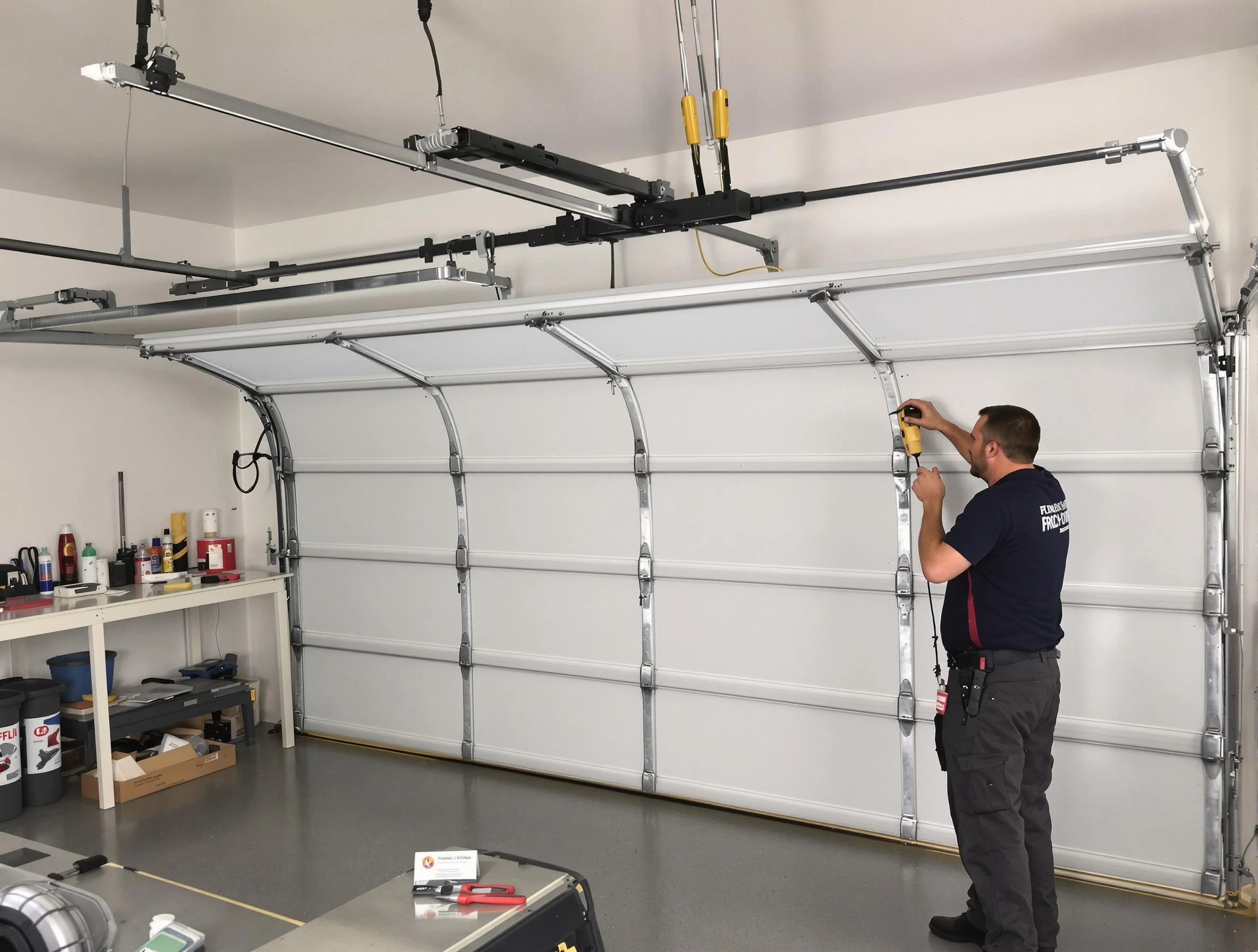 Montevallo Garage Door Repair certified technician performing overhead door system repair in Montevallo